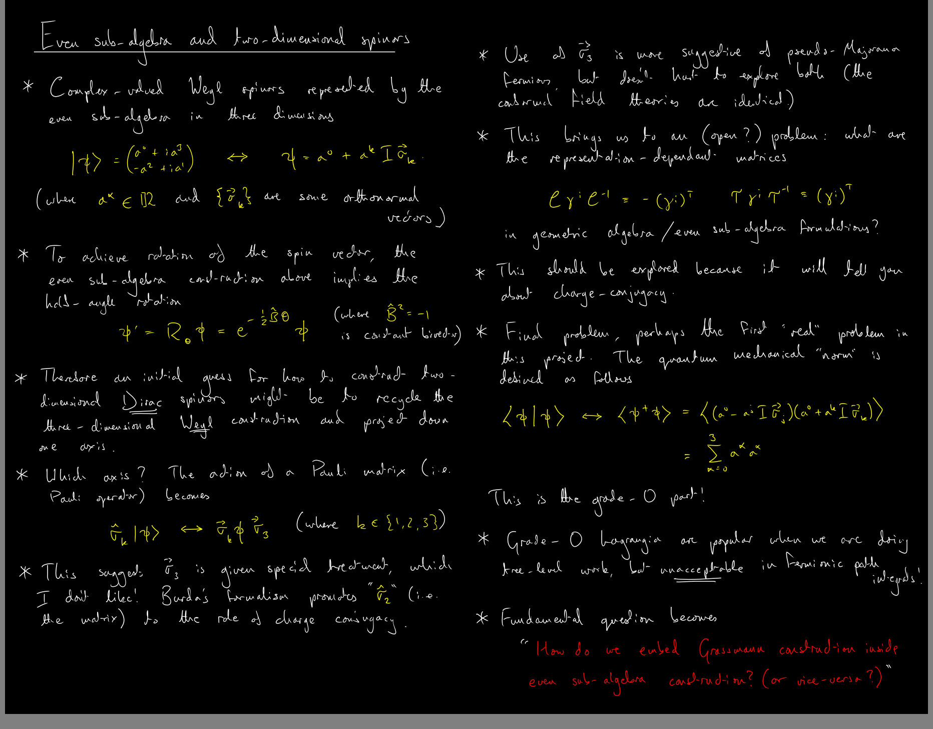 Supervision notes on two dimensional fermions.